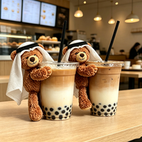 Nouvel accessoire de tasse 2026 : Mini ours en peluche avec foulard blanc amovible, super doux, pour décorer les tasses à café, rembourrage en coton PP, personnalisable