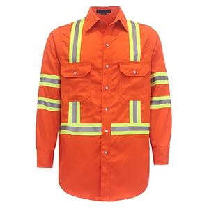 Camisas de Alta Visibilidad Resistentes al Fuego de 7.5 oz con Cinta Reflectante para Soldadores y Montadores al por Mayor - Product Image 3