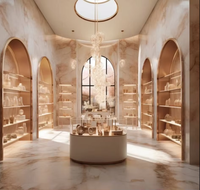 Design d'intérieur haut de gamme et écologique pour bijouterie et parfumerie, kiosque de centre commercial, bar à parfums, garantie 3 ans