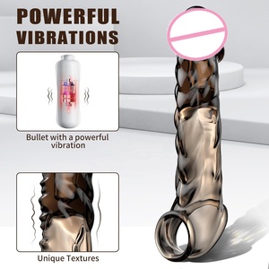 <span class=keywords><strong>Penis</strong></span> Ärmel Extensions Kondom Männliche Vergrößerung Verzögerung Vibratoren Clits Massage gerät Cockring Vibrierende <span class=keywords><strong>Penis</strong></span> abdeckung Sexspielzeug Für Männer - Product Image 6