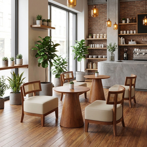 Canapé de Repas pour Café, Banquette de <span class=keywords><strong>Restaurant</strong></span>, Canapé Décontracté, Meubles de <span class=keywords><strong>Restaurant</strong></span>, Loisirs Nordiques, Canapé en Rotin et Bois, Table et Chaises de Salle à Manger - Product Image 1