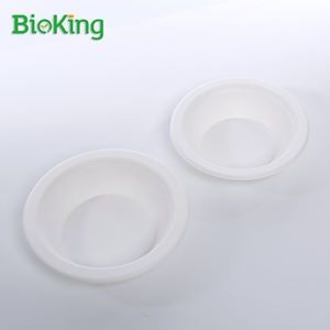 BioKing使い捨てホットスープボウルサトウキビバガスとプラスチックフリーキャンプ用プラスチックふた付き - Product Image 1