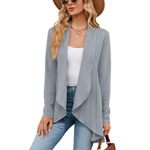 Moda donna tinta unita <span class=keywords><strong>taglie</strong></span> forti manica lunga abiti irregolari posti Cardigan maglioni - Product Image 4