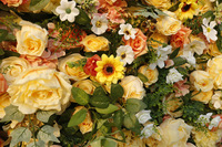 Mur de fleurs artificielles de mariage 5D, mur de fond de photo de célébrité Internet jaune