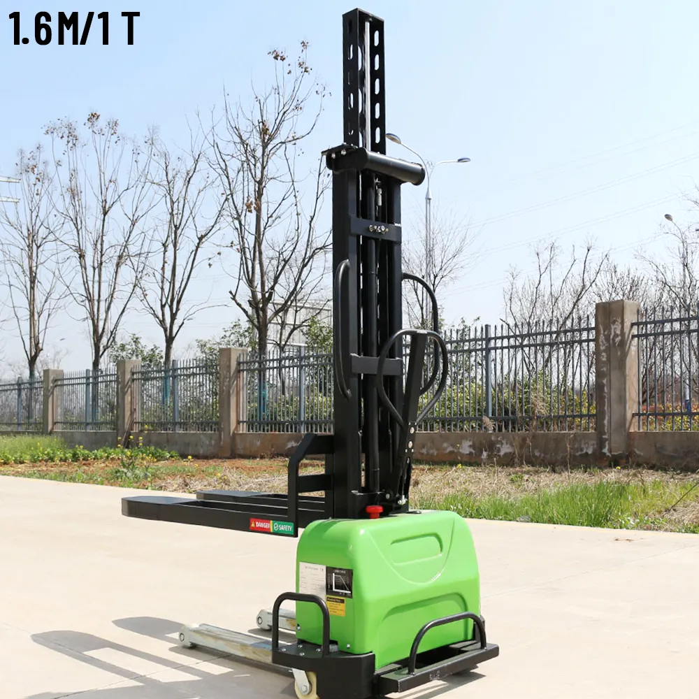 JG 2024 Hot Sale 0.5t 1t Mini Self Loading Portable Forklift Walkie Semi Electric Pallet Stacker