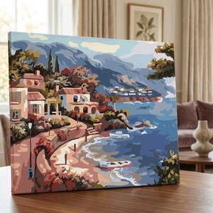 24 Colors Modern Landscape DIY Painting Numbers Kit Wooden Brushes Acrylic Paint Eco-friendly Rectangle Canvas Frame <strong>Arida</strong> - Product Image 2