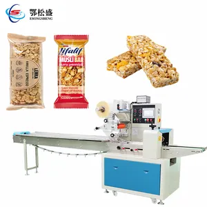 Máquina de envasado de flujo de barra de proteína de energía Horizontal Línea automática de máquina de envasado de barra de cereales Granola Muesli