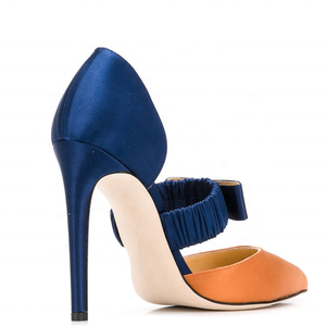 Size 47 D'Orsay Pumps Women's Satin Dress Shoes Woman Bowtie High Heel Pumps Color Match Shoes - Product Image 5