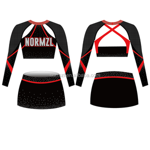 Manga larga competitivo brillante tela <span class=keywords><strong>de</strong></span> Lycra Sexy strass Plus tamaño traje <span class=keywords><strong>de</strong></span> la animadora - Product Image 3