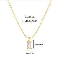 Collar Rectangular de Circonita con Baño de Oro de 18K, Resistente al Agua y al Deslustre, para Mujer, Adorno de Circonita Colorido para el Día de la Madre