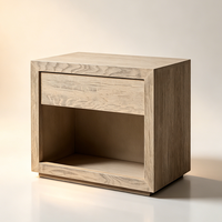 Table de chevet en bois moderne, silencieuse, luxueuse, écologique, avec tiroir à fermeture douce et joint en queue de pie, pour la décoration de chambre d'hôtel