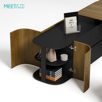 Escritorio Ejecutivo Modular Moderno de Lujo de Alta Gama, Convertible, Base de Metal Extensible, Chapa de Madera Pintada, Duradero, Garantía de 36 Meses, Oficina