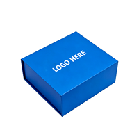 Boîte en papier rigide pliable avec rabat magnétique, logo personnalisé, bleu royal, doublure en éponge, emballage cadeau portable de luxe, pliable