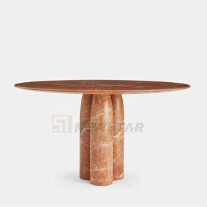 Mesa de Comedor Redonda de Mármol Personalizada, Mesa de Comedor de Mármol Rojo Rosso <span class=keywords><strong>Alicante</strong></span> Coralito, Mesa de Comedor con Tapa de Mármol Natural de Alta Calidad - Product Image 1