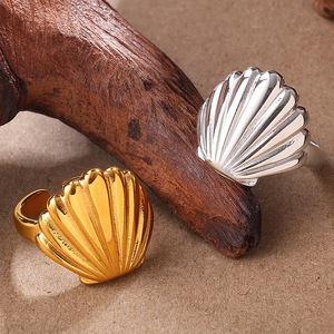 Anillo Abierto Irregular de Acero de Titanio con Acabado Brillante para Mujer, Joyería de Moda Ajustable de Lujo que Combina con Todo - Product Image 2