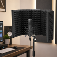 AOFO FP-03 Filtre anti-pop pour microphone en mousse acoustique haute densité réglable, écran anti-vent pliable à 5 panneaux, col de cygne