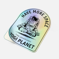 Autocollants en vinyle holographique imprimés avec le logo de l'entreprise, forme découpée sur mesure, adhésif puissant, pour offrir en cadeau