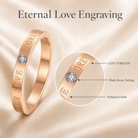 Edelstahl 18K Roségold Plattiert Paarringe Laborgezüchteter Zirkon Ewige Liebe Graviert Hochzeitstag Hypoallergen