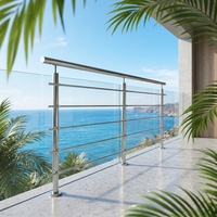 Poteau de protection carré professionnel en acier inoxydable avec base de fixation au sol pour applications sur balcon, escalier et terrasse