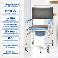 Chaise de douche et de toilette compacte 3-en-1 pour personnes à mobilité réduite, pour usage hospitalier et domestique, sécurisée avec système anti-basculement