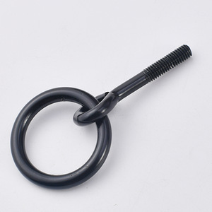 European Style Black Iron Ring Drawer <b>Handle</b> With Single Hole <b>Pull</b> And Nut For Cabinet <b>Door</b> - Product Image 2