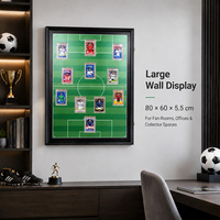 Cadre de présentation de cartes de football 11 emplacements, boîte à ombre avec fond de terrain, décor mural en bois durable et moderne