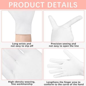 Guantes Blancos de Algodón para Mujer, Guantes Hidratantes para Manos Secas, Guantes para el Cuidado de la Piel Durante la Noche; Aptos para Manipular Joyas y Monedas - Product Image 2