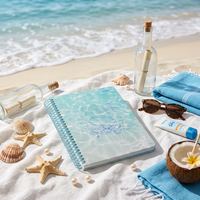 Carnet à spirale YPS Ocean Wave Shell Print, couverture rigide, journal étudiant, impression personnalisée, spirale, mignon, cadeau pour le bureau ou l'école
