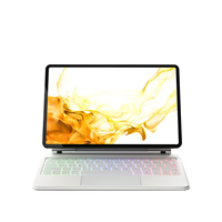 Casing kulit pelindung magnetis, casing kulit pelindung magnetis dengan Keyboard nirkabel, lampu latar sentuh mengambang untuk Samsung Tab S7 Plus S8 Plus S7 FE S9 Plus