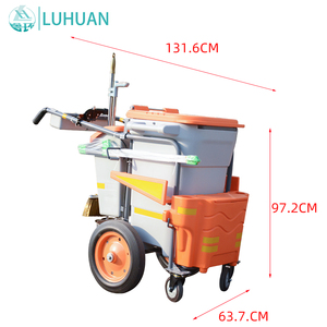 HandPush Hotel Rumah Sakit troli seluler pembersih Janitorial roda produsen troli kendaraan sanitasi luar ruangan - Product Image 4