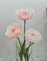 Fleur géante en organza avec tige, grande fleur en soie esthétique pour décoration de mariage et vitrine
