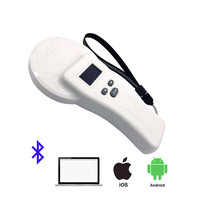 Escáner lector portátil RFID FDX HDX RFID de 134,2 Khz 125kHz para identificación de animales con BT para etiqueta de oreja RFID y microchip