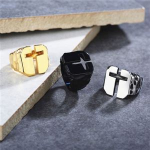 Anillos Cruzados Negros Huecos de Acero Inoxidable para Hombre, Fabricantes de Joyería de Moda - Product Image 3