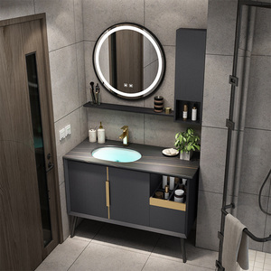 Évier mural de petite taille en céramique, vasque pour salle de bain, en or et noir, simple pierre de tampon, de salle de bain, 70CM/80CM/90CM, 1 pièce - Product Image 6
