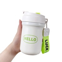 500ml tasse thermique en acier inoxydable enfants tasse à café avec couvercle coréen sangle paille infuseur impression logo personnalisé fille cadeau gobelet