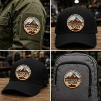Patchs thermocollants 3D brodés personnalisés avec logo montagne, certifiés CE, pour sacs à dos et casquettes de marque à thème paysage extérieur