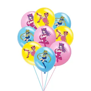 卸売アニメテーマ漫画セーラームーンガールカスタム耐久性ラテックスアルミホイルバルーン子供の誕生日パーティーの装飾