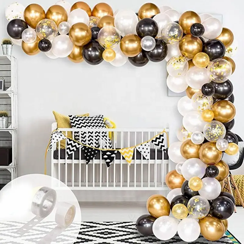 L445 MSH Hot Sale Gold And Black Party Balloons High Quality Latex Balloons Party Decoration For Happy Birthday Balloons