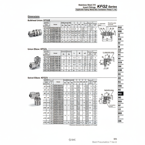 Raccords d'insertion pneumatique SMC KFG2V1209-02S pièces pneumatiques - Product Image 1