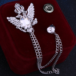 Broche de Águia Bicéfala Antiga com Corrente de Cristal e Pingente de Tassel para Moda Masculina - Product Image 6