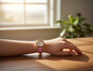 Orologio al Quarzo da Donna con Fasi Lunari, Cinturino in Pelle, Quadrante Analogico, Cassa Dorata 30mm, Stile Elegante e alla Moda - Product Image 2