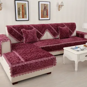 Hot Bán Nhà Cung Cấp Tốt Dày Chải Faux Fur 3D Lập Thể Quilting Sofa Bìa Mùa Đông Bảo Vệ Bìa