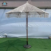 Parasol en macramé avec franges, chaise incluse, pour la plage, l'extérieur, protection solaire, design amélioré, mélange de polyester et de coton