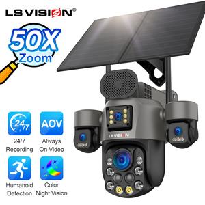 Cámara <span class=keywords><strong>de</strong></span> Seguridad Solar 4G PTZ LS VISION 4K <span class=keywords><strong>con</strong></span> Zoom 50X, 4 Lentes, 4 Pantallas, AOV y Detección Humana por IA - Product Image 1