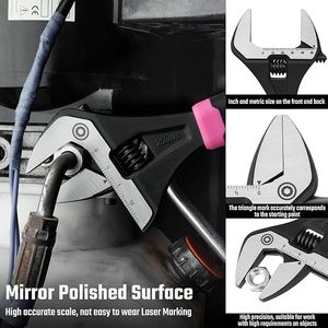 Llave Inglesa Ajustable DURATECH de 8 Pulgadas con Apertura de Boca Ancha, Escala Métrica/SAE, Agarre Ergonómico, Cromada, para Bricolaje y OEM - Product Image 6