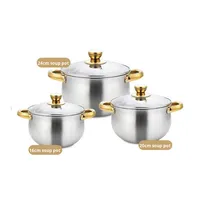 Ensemble de 12 ustensiles de cuisine en acier inoxydable 201 avec couvercles en verre, compatibilité universelle avec les cuisinières, design moderne - Source de commerce extérieur