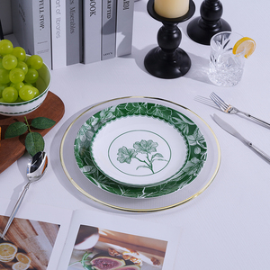 <span class=keywords><strong>Service</strong></span> de table de style nouveau, <span class=keywords><strong>service</strong></span> de table de luxe à fleurs vertes, <span class=keywords><strong>vaisselle</strong></span> en porcelaine fine, <span class=keywords><strong>vaisselle</strong></span> de mariage pour événements, restauration et location - Product Image 6