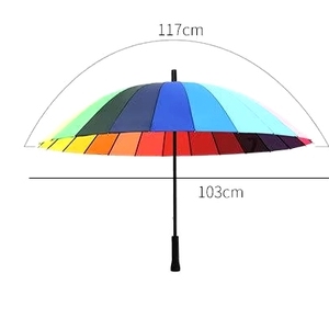 Parapluie droit à 24 baleines avec résistance au vent accrue, manuel, à long manche, pour le golf et les affaires - Product Image 1