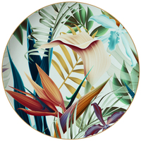 Produk Baru Laris Manis Spesial Unik Peralatan Makan Bone China Keramik Motif Daun Maple Set Piring Makan Bunga