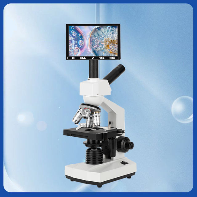 40X-5000X High Magnification Biological Microscope, 7-Inch HD LCD Display with LED Illumination for Video Observation